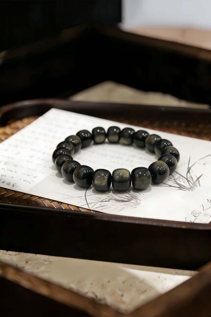 Golden Obsidian Bracelet | Summer Fire Energy Protection & Wealth