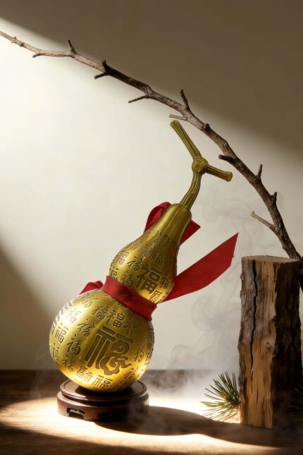 Copper Fu Character Gourd | Taoist Feng Shui Protection Amulet